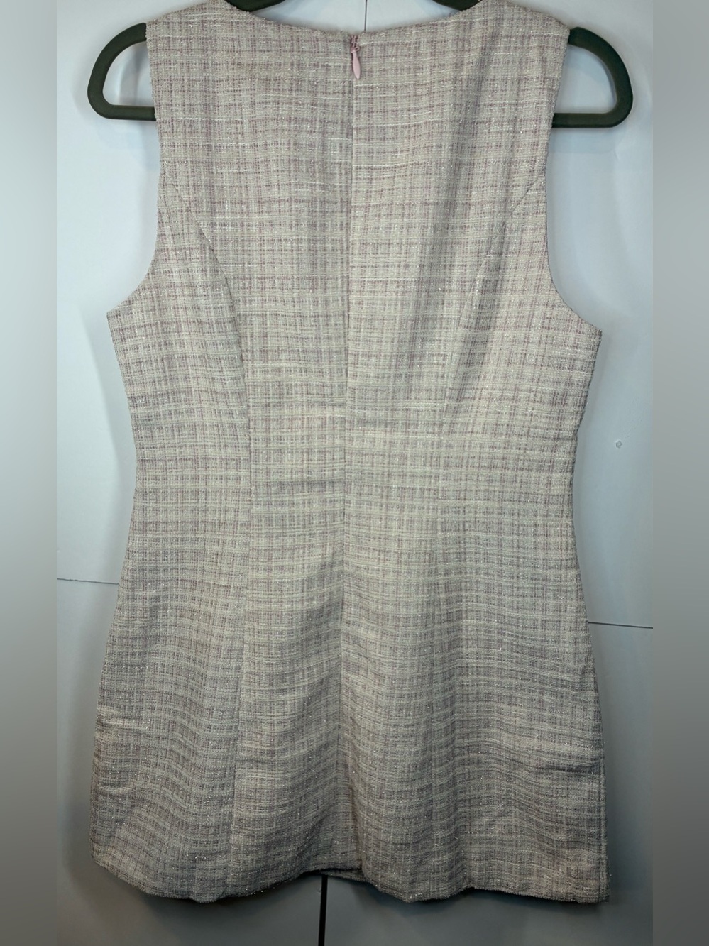 NWT Loucia Pink Textured Tweed Inspired Shift Dress Sleeveless Size Large - Picture 7 of 9